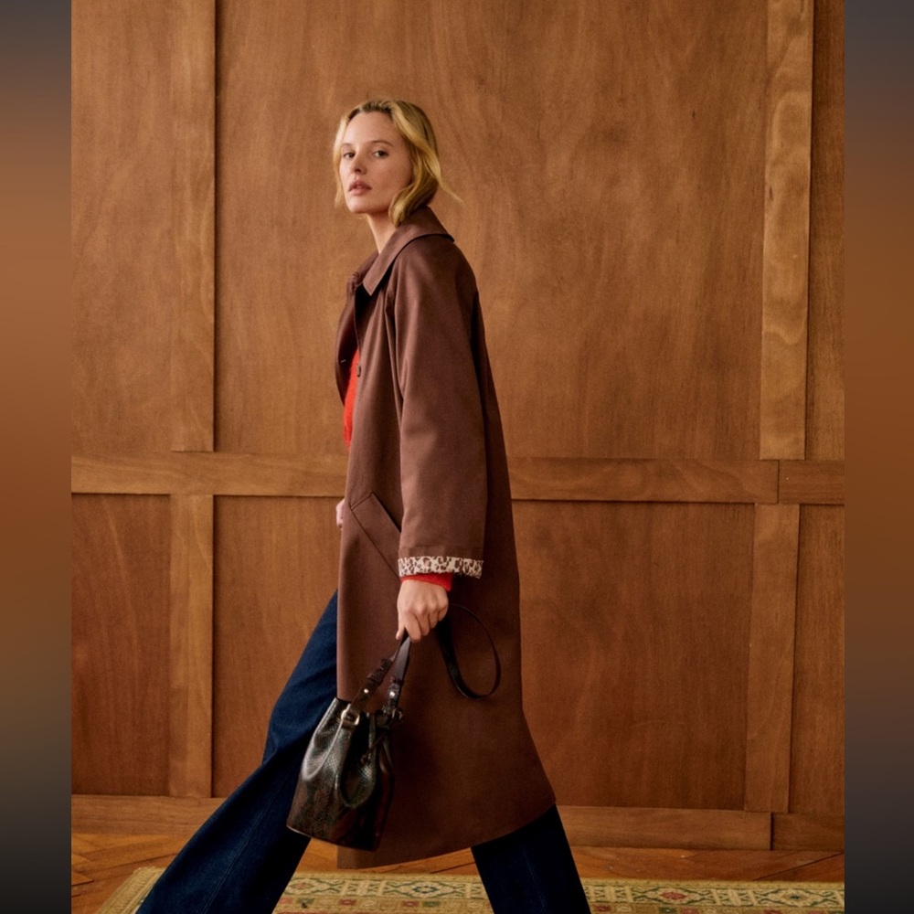 Sezane Clyde Coat Choco - Size 6